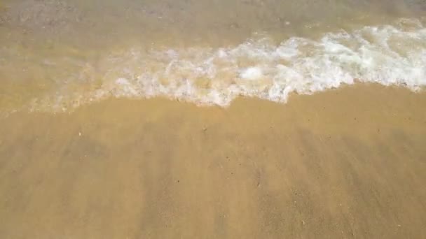 Fala na linii brzegowej zbliżenie z czystym piaskiem i wodą — Wideo stockowe