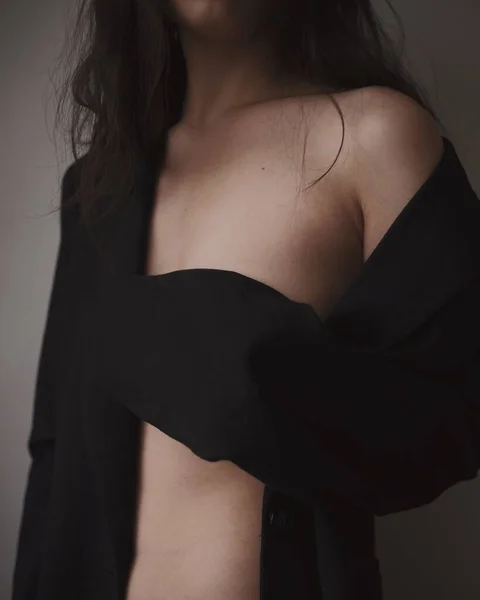 Woman Body Black Blazer — Stock Photo, Image