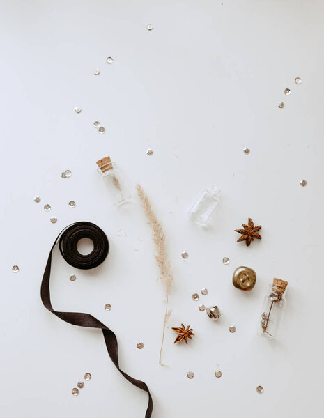 christmas flat lay with craft details