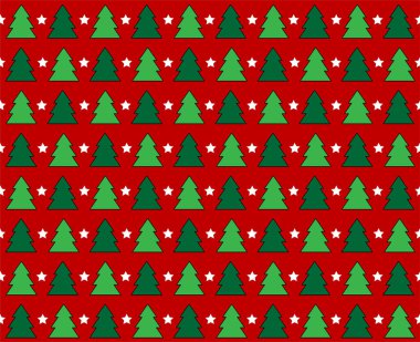 Mutlu noeller, kusursuz desen. Noel ağacı arkaplanı. Yastık, baskı, moda, kıyafet, kumaş, hediye paketi için tasarım. vektör