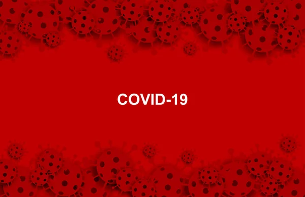 Coronavirus Covit 19病毒 医疗保健概念 红色背景上的考罗那未斯造纸艺术风格 — 图库矢量图片