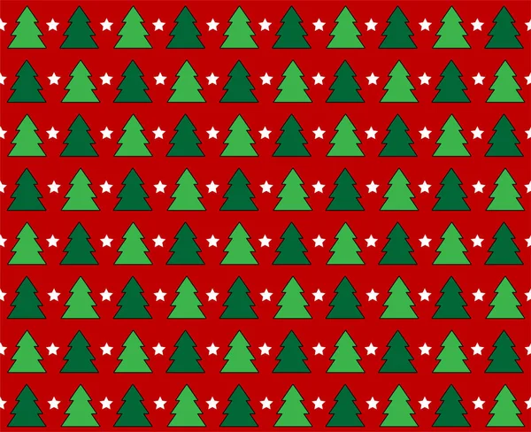 メリークリスマスのシームレスなパターン クリスマスツリーの背景 ファッション ファブリック ギフトラップのためのデザイン ベクトル — ストックベクタ