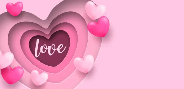 Love Card Design Design Pink Heart Pink Background Light Shiny — Stock Vector