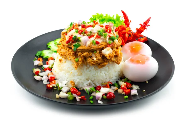 Steamed Fish Curry Coconut Cream Rice Recipe Served Boiled Egg — Stock Photo, Image