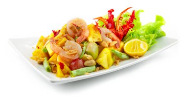 Ananas Baharatlı Salata Tayland Füzyon Stili oyulmuş acı biber ve sebze