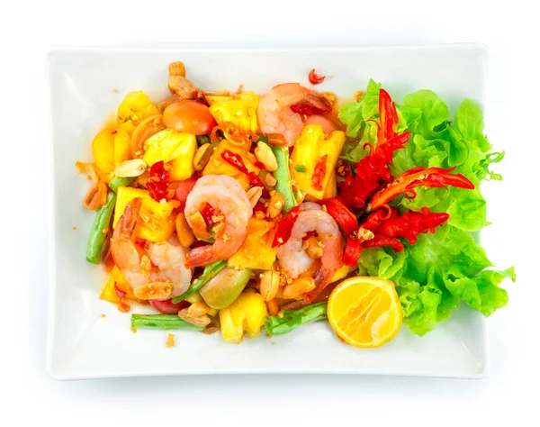 Salad Pedas Salad Pedas Fusi Thaifood Dekorasi Gaya Ukiran Cabai Stok Foto Bebas Royalti