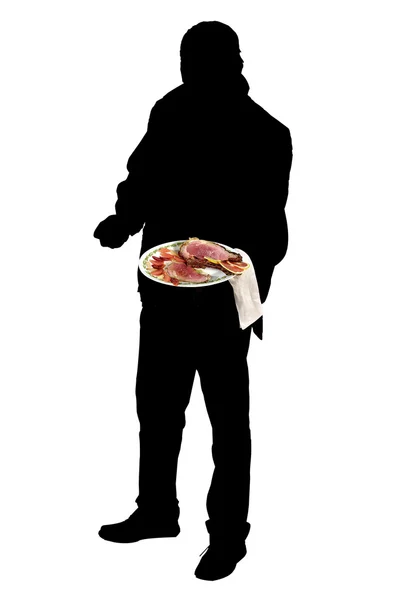 Silhouette of waiter — Stock Photo, Image