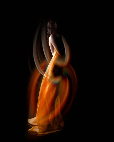 Abstrakte Bunte Hintergrund Mit Ballerina Silhouette — Stockfoto
