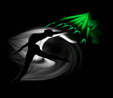 Balerin silueti ile soyut renkli arkaplan 