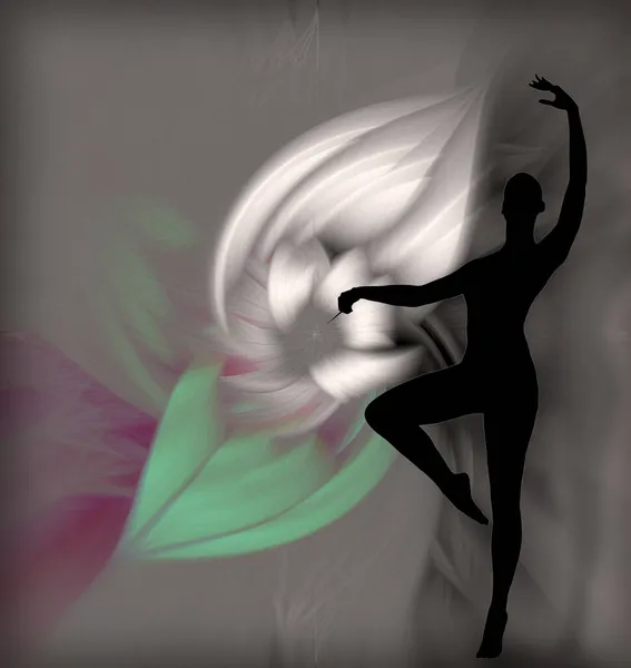 Fundo Colorido Abstrato Com Silhueta Bailarina — Fotografia de Stock