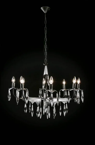 Klassieke Kroonluchter Met Meerdere Lampjes Met Kristallen Hangers — Stockfoto