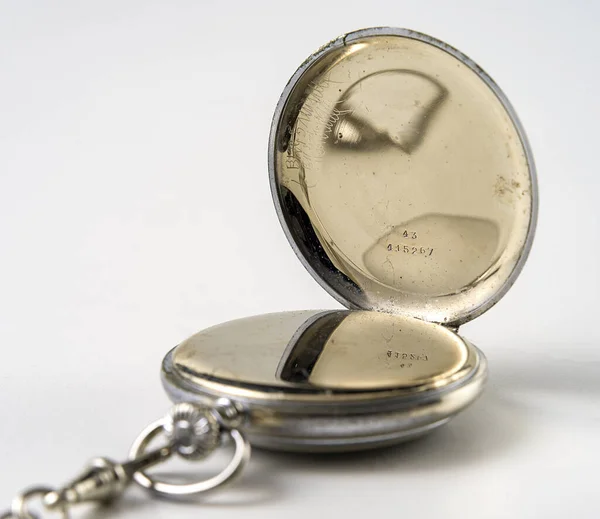 Vintage Pocket Watch White Background — Stock Photo, Image