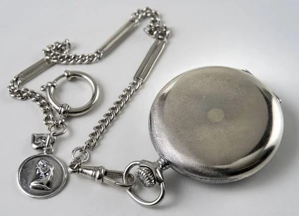 Vintage Pocket Watch White Background — Stock Photo, Image