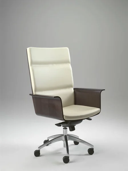 Leather armchair, for office, on a neutral background