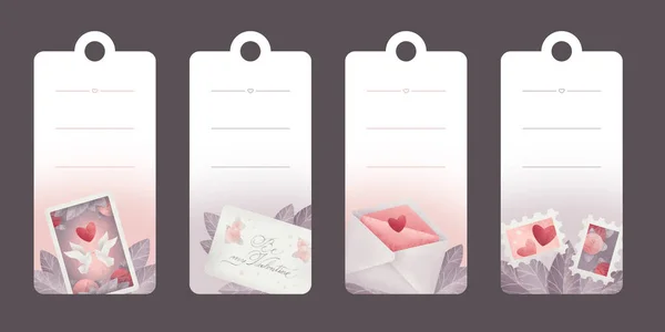 Valentines day tags made with lovely cartoon style illustrations — Photo