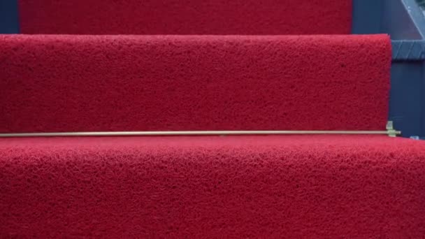 在红地毯楼梯上走着的电影图 高质量的4K镜头 — 图库视频影像