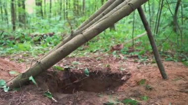 Ormandaki hayvanlar için bir tuzak. Yüksek kalite 4k görüntü
