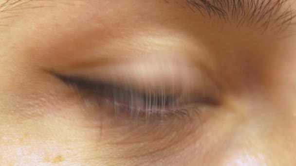 Rapariga Abrir Olho Verde Fecha Macro Imagens Alta Qualidade — Vídeo de Stock