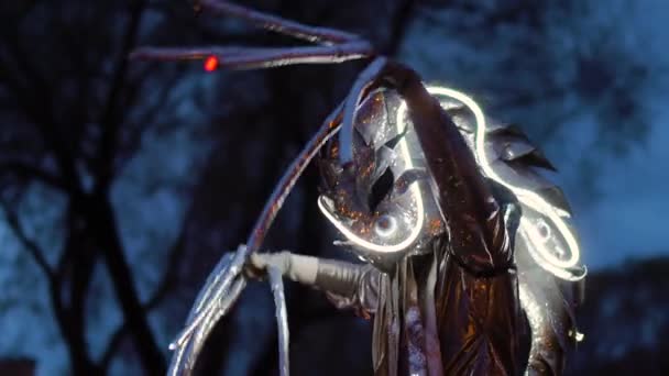Criatura Alienígena Com Tentáculos Noite Imagens Alta Qualidade — Vídeo de Stock