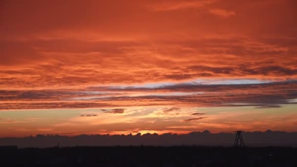 Panorama Dramatic Orange Sky Sunrise Sun Horison Beautiful Red Morning — Stock Video