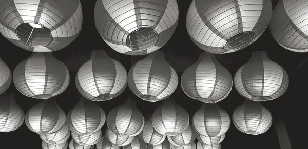 Belle Lanterne Chinoise Décorant Accrochant Plafond Temple Chine Singapour Ton — Photo