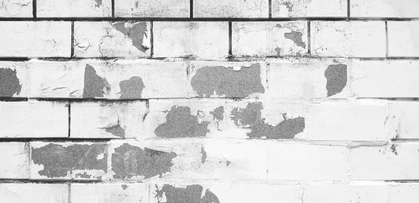 Muro Ladrillo Pintado Agrietado Para Fondo Tono Blanco Negro Patrón — Foto de Stock
