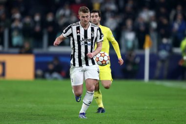 Torino, İtalya. 16 Mart 2022. Juventus Fc takımından Matthijs de Ligt, Juventus Fc ve Villareal CF arasında oynanan 16 bacaklı UEFA Şampiyonlar Ligi ikinci turunda.
