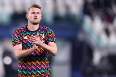 Torino, Italy. 16 March 2022. Matthijs de Ligt of Juventus Fc  during the UEFA Champions League Round Of Sixteen Leg Two match between Juventus Fc and Villareal CF. clipart
