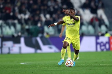 Torino, İtalya. 16 Mart 2022. Villarreal CF 'den Pervis Estupinan UEFA Şampiyonlar Ligi 16 bacaklı ikinci turunda Juventus Fc ve Villareal CF arasında oynanan karşılaşmada.