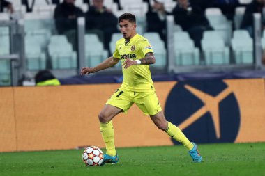 Torino, İtalya. 16 Mart 2022. Villarreal CF 'den Yeremi Pino UEFA Şampiyonlar Ligi 16 bacaklı ikinci raundda Juventus Fc ve Villareal CF arasında oynanan karşılaşmada.