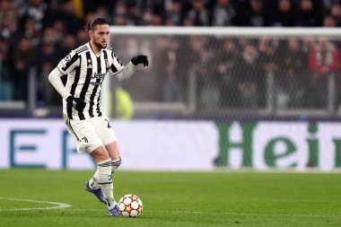 Torino, İtalya. 16 Mart 2022. Juventus Fc takımından Adrien Rabiot, Juventus Fc ve Villareal CF arasında oynanan 16 bacaklı UEFA Şampiyonlar Ligi ikinci turunda.