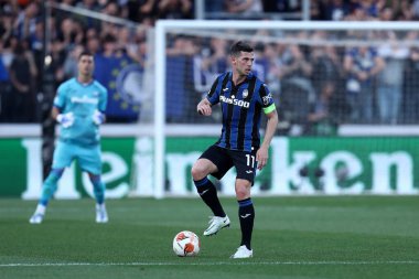 Bergamo, İtalya. 14 Nisan 20220. Atalanta BC ve RB Leipzig arasında oynanan UEFA Avrupa Ligi çeyrek final maçı sırasında Atalanta Bc takımından Remo Freuler .
