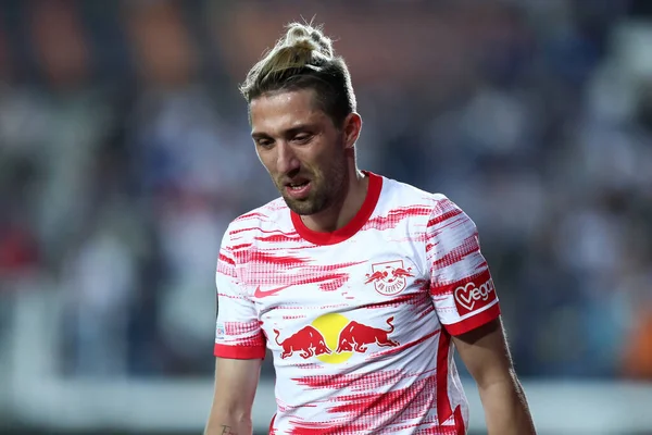 Bergamo, İtalya. 14 Nisan 20220. Atalanta BC ve RB Leipzig arasındaki UEFA Avrupa Ligi çeyrek final maçı sırasında RB Leipzig 'den Kevin Kampl .