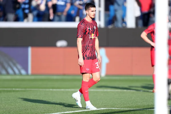 Bergamo, İtalya. 14 Nisan 20220. Atalanta BC ve RB Leipzig arasındaki UEFA Avrupa Ligi çeyrek final maçı sırasında RB Leipzig 'den Andre Silva .