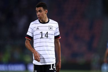 Bolonya, İtalya. 4 Temmuz 2022. Almanya ile İtalya arasındaki Uefa Milletler Ligi C Grubu karşılaşmasında Alman Jamal Musiala.