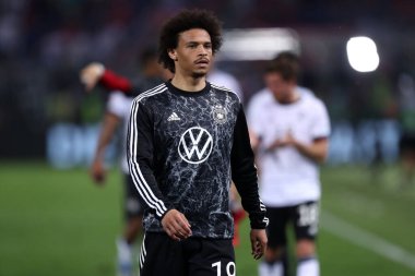 Bolonya, İtalya. 4 Temmuz 2022. Uefa Milletler Ligi C Grubu karşılaşmasında Almanya 'dan Leroy Sane İtalya ve Almanya arasında oynanan karşılaşmada.