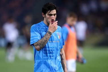 Bolonya, İtalya. 4 Temmuz 2022. İtalya ile Almanya arasında oynanan Uefa Milletler Ligi C Grubu karşılaşmasında İtalyan Sandro Tonali.