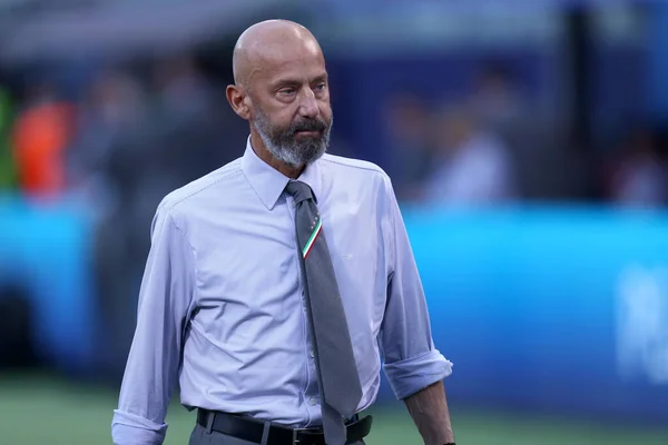 Bolonya, İtalya. 4 Temmuz 2022. İtalya ile Almanya arasında oynanan Uefa Milletler Ligi C Grubu karşılaşmasında İtalyan Gianluca Vialli.