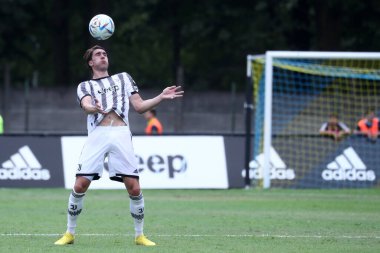 Dusan Vlahovic of Juventus Fc during the friendly match beetween Juventus and Juventus U23 at Stadio Comunale on August 4, 2022 in Villar Perosa, Italy .