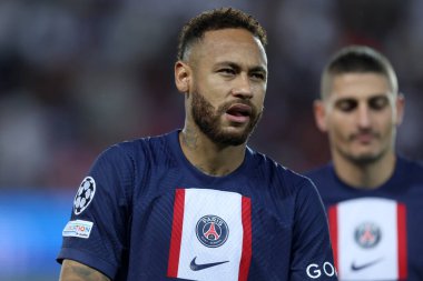 Uefa Şampiyonlar Ligi H Grubu maçında Paris Saint Germain Fc ve Juventus Fc arasında Paris Saint-Germain Fc 'den Neymar da Silva, 6 Eylül 2022' de Paris, Fransa 'da oynanan Parc des Princes karşılaşmasında .