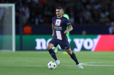 Uefa Şampiyonlar Ligi H Grubu karşılaşmasında Paris Saint Germain Fc ve Juventus Fc arasında Paris Saint-Germain Fc 'den Marco Verratti, 6 Eylül 2022' de Paris, Fransa 'da Parc des Princes' da oynanan karşılaşmada .