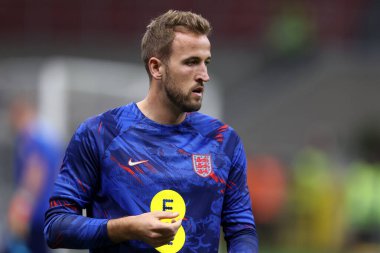 23 Eylül 2022 'de İtalya' nın Milano kentinde oynanan UEFA Uluslar Ligi A Grubu 3 karşılaşmasında İngiltere 'den Harry Kane ile San Siro arasında oynanan karşılaşma..