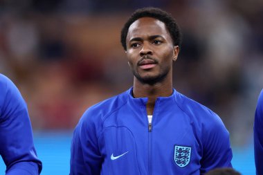 UEFA Uluslar Ligi Ligi A Grubu 3 'üncü karşılaşması sırasında İngiltere' den Raheem Sterling 23 Eylül 2022 'de İtalya' nın Milano kentinde San Siro 'da oynandı..