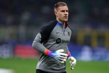 Marc-Andre ter Stegen Uefa Şampiyonlar Ligi C Grubu karşılaşmasında Fc Internazionale ve Fc Barcelona arasında 4 Ekim 2022 tarihinde Milano İtalya 'da Stadio Giuseppe Meazza' da oynanan karşılaşmada .