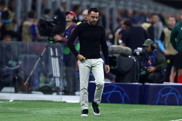 Xavi Hernández Entrenador Jefe Del Barcelona Durante Partido Uefa Champions — Foto de Stock