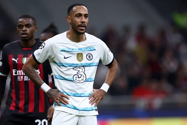 Chelsea Fc takımından Pierre-Emerick Aubameyang 11 Ekim 2022 tarihinde İtalya 'nın Milano kentinde bulunan Giuseppe Meazza Stadyumu' nda AC Milan ve Chelsea FC arasında oynanan E Grubu karşılaşmasında.