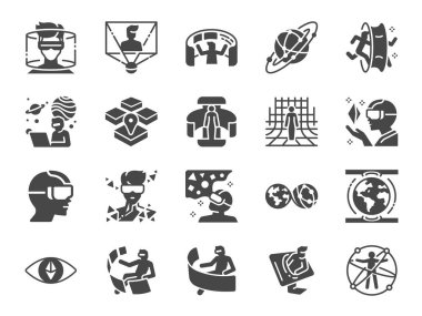Metaverse icon set. Included the icons as Virtual, World, Virtual reality, VR, digital, earth 2, Futuristic and more. clipart