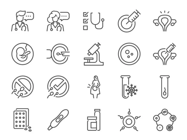 Icsi Ivf Line Icon Set Included Icons Embryologist Doctor Medical — Vettoriale Stock