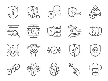Cyber security icon set. Included are the icons such as password, 2fa Authenticator, Authentication, and more.