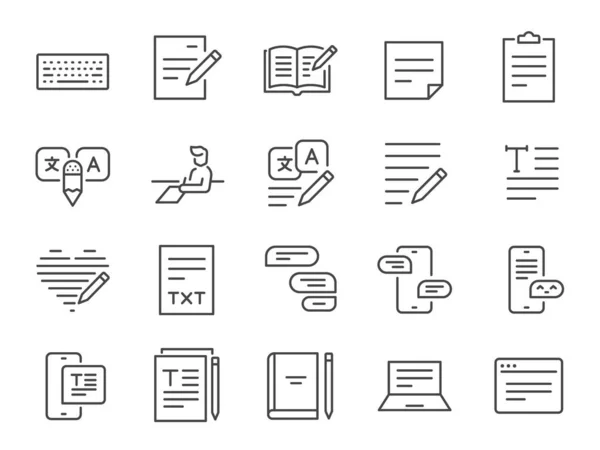 Text Icon Set Included Icons Write Review Creative Article Writing — 스톡 벡터